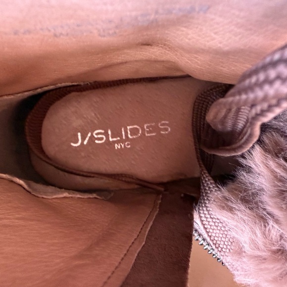 J/Slides NYC Whitney Taupe and Faux Fur Wedge Bootie Womens Size 9M sneakers - Picture 12 of 16